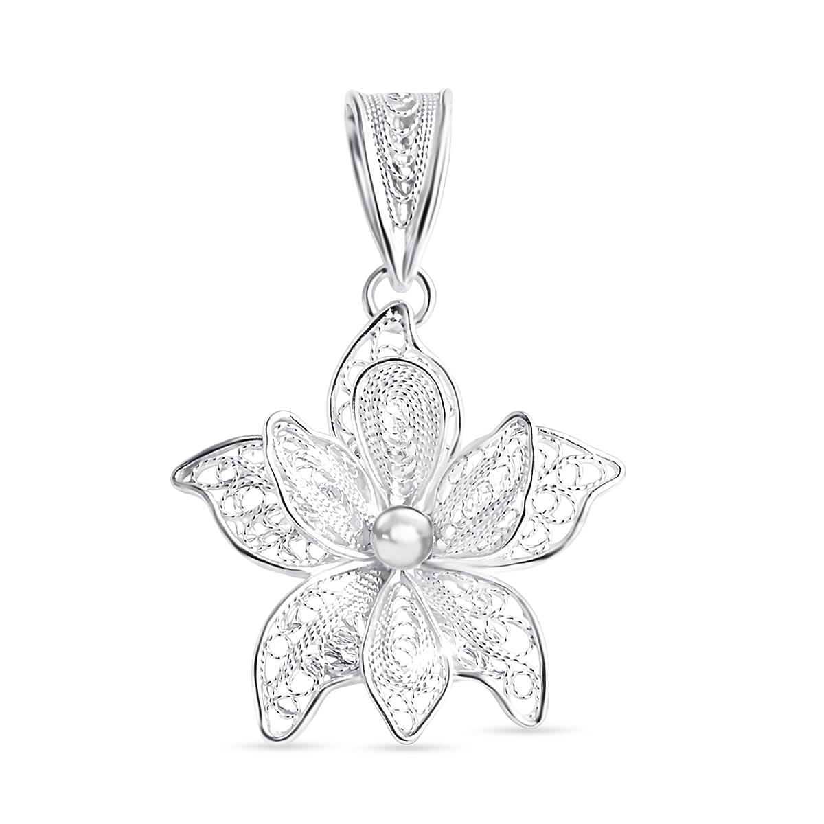 Royal Bali Collection - Sterling Silver Floral Pendant