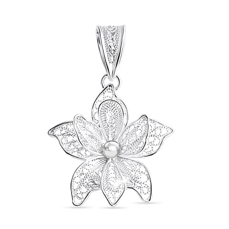 Royal Bali Collection - Sterling Silver Floral Pendant