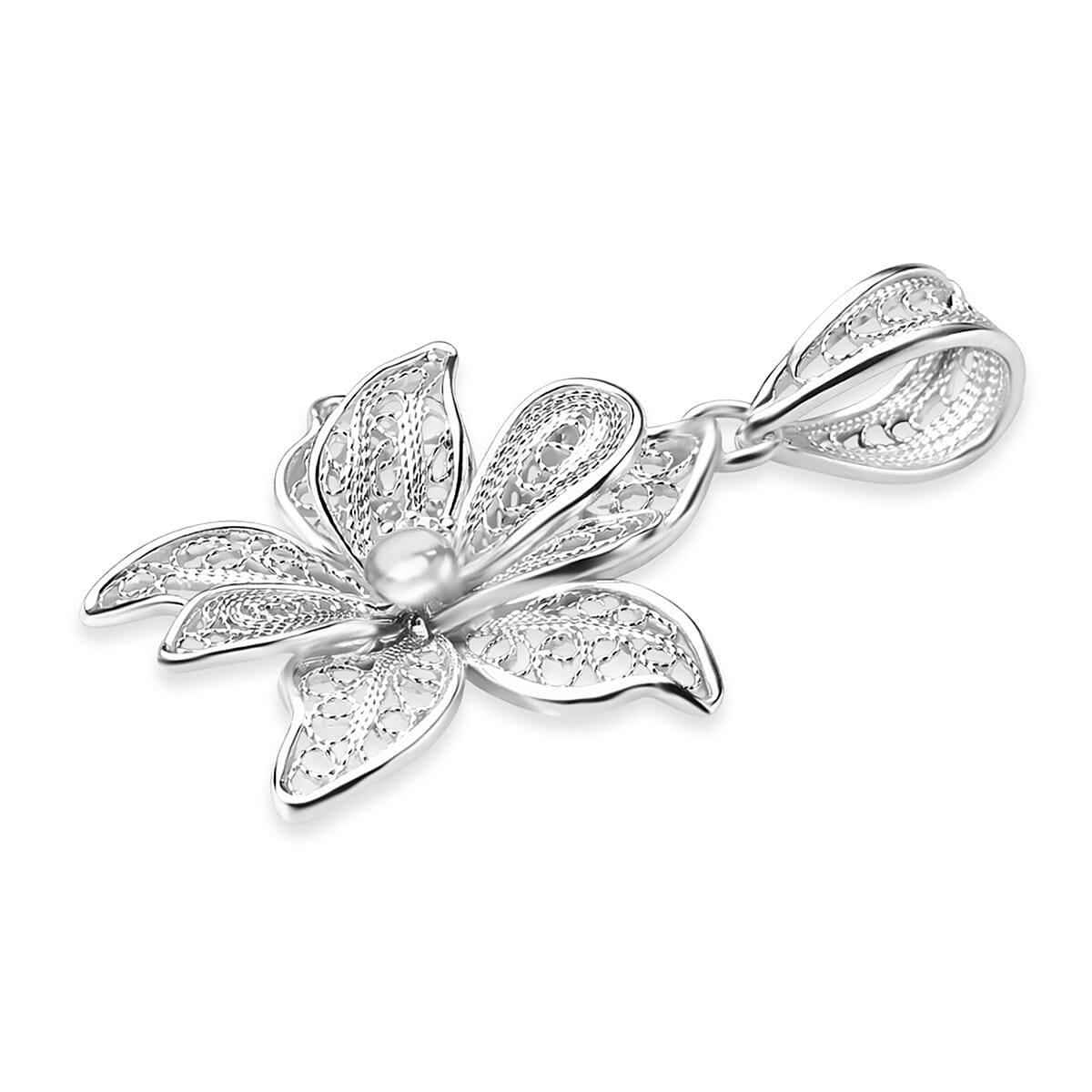 Royal Bali Collection - Sterling Silver Floral Pendant
