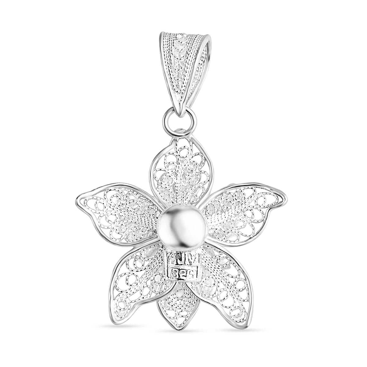 Royal Bali Collection - Sterling Silver Floral Pendant
