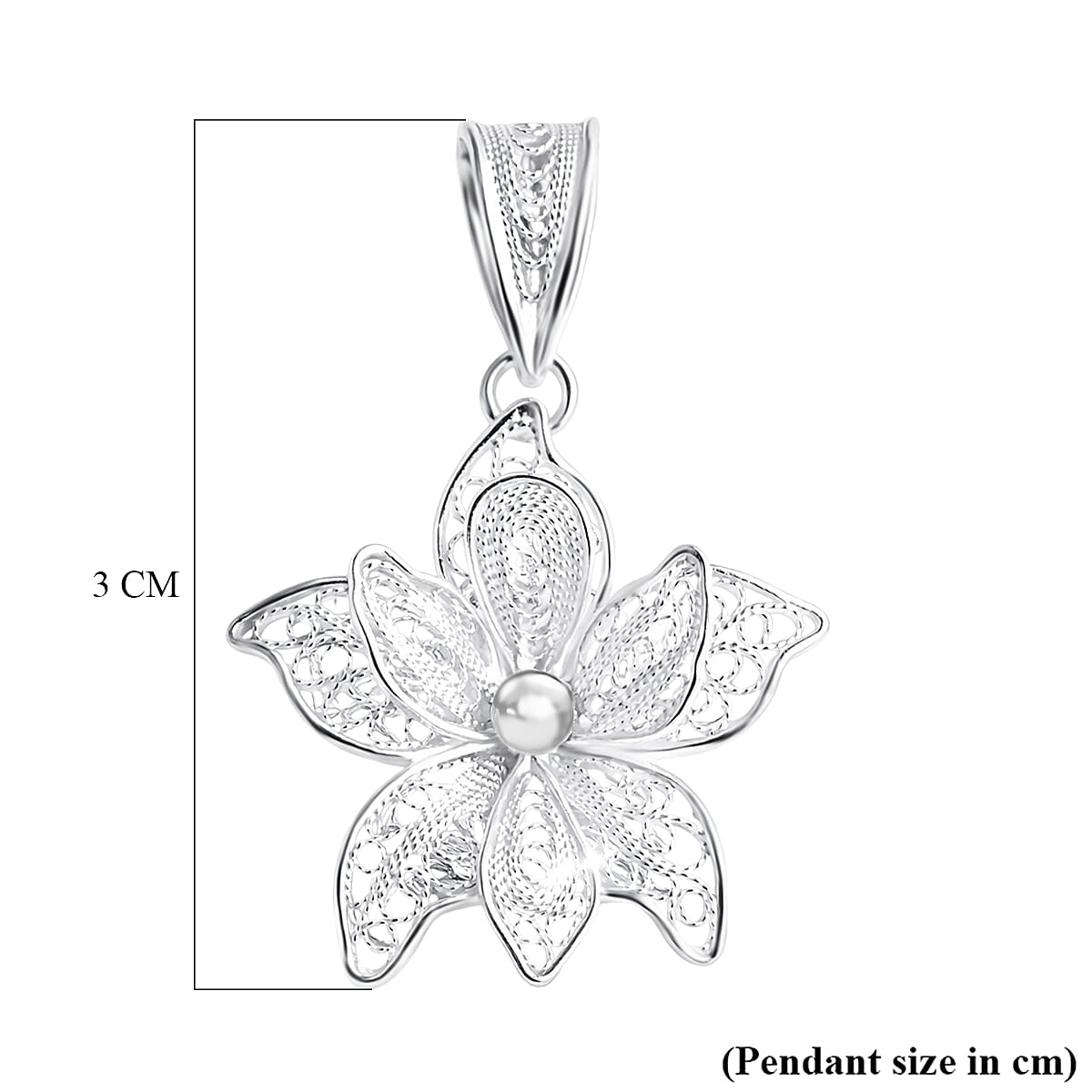 Royal Bali Collection - Sterling Silver Floral Pendant
