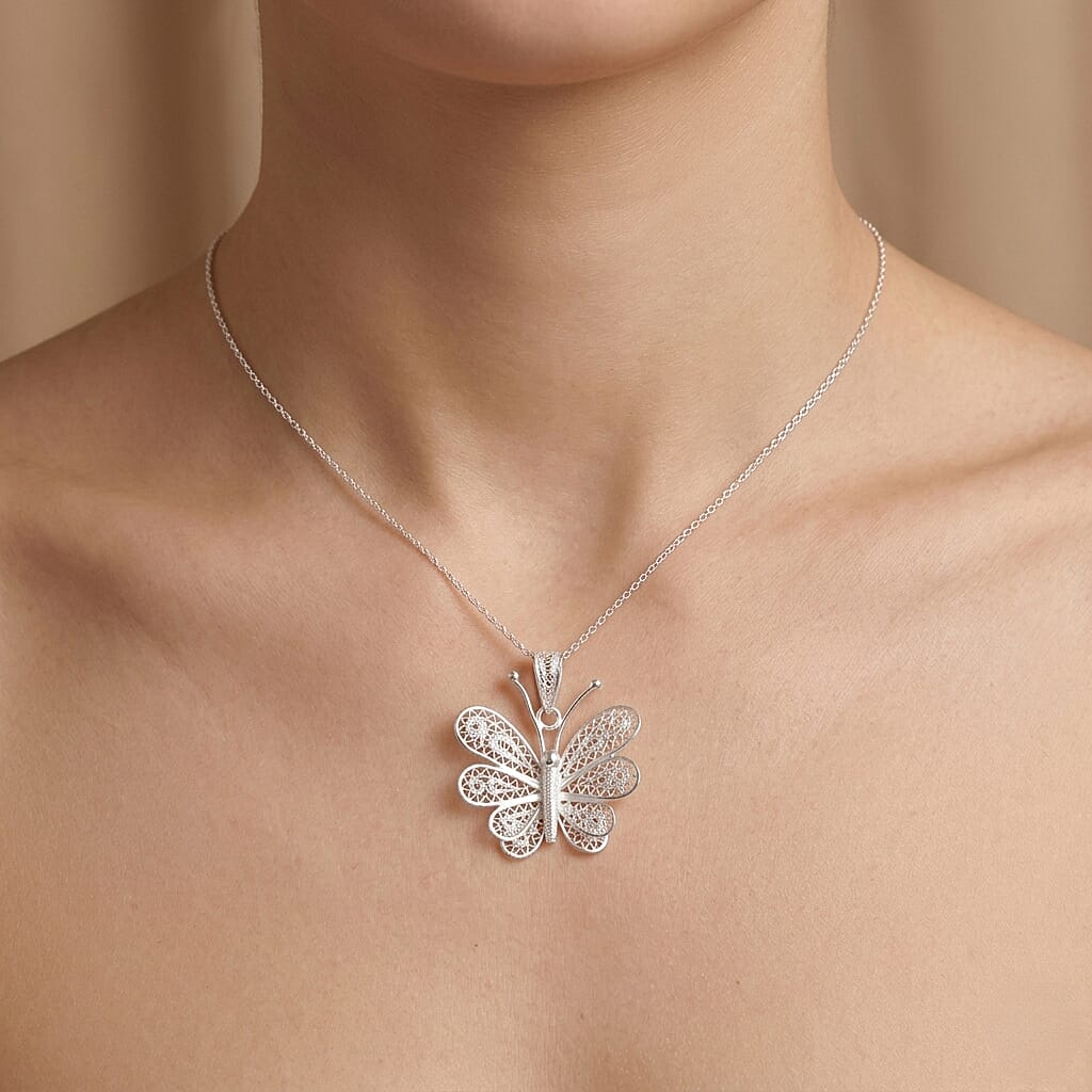 Royal Bali Collection - Sterling Silver Butterfly Pendant