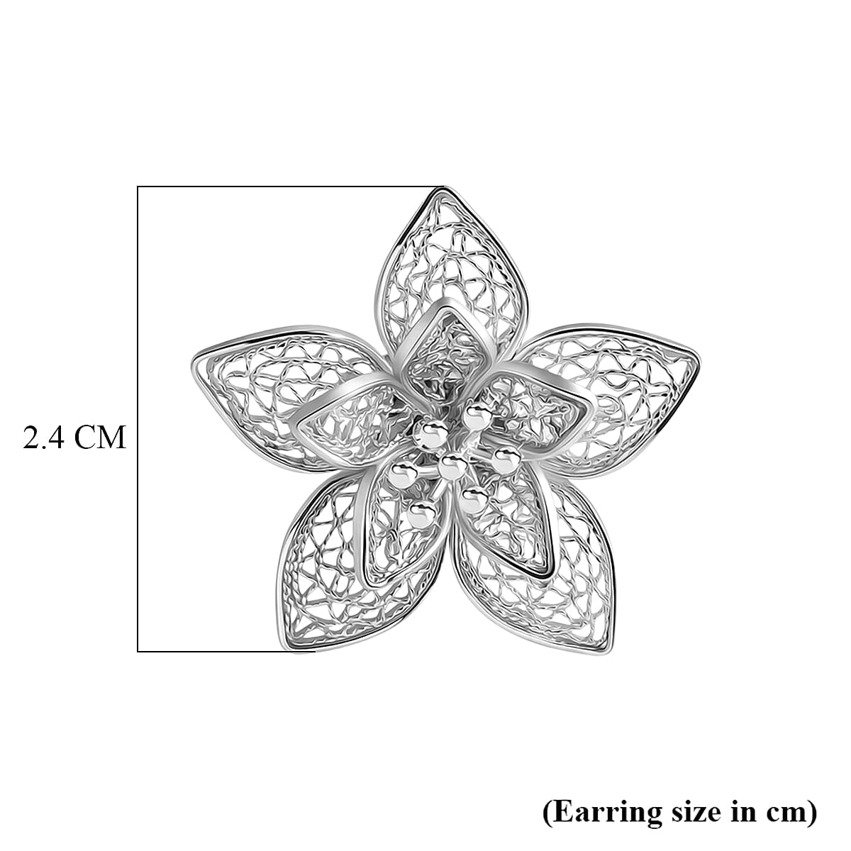 Royal Bali Collection - Sterling Silver Floral Stud Earring with Push Back