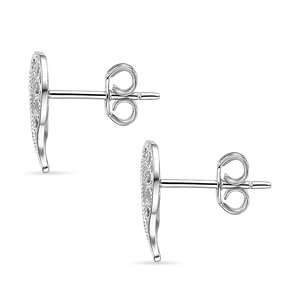 Royal Bali Collection - Sterling Silver Heart-Shaped Stud Earring with Push Back