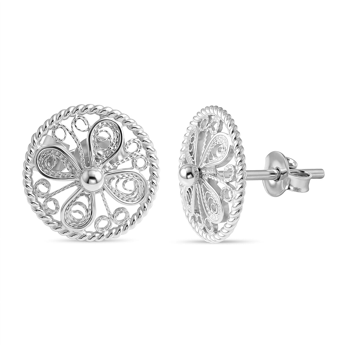 Royal Bali Collection - Sterling Silver Stud Earring with Push Back