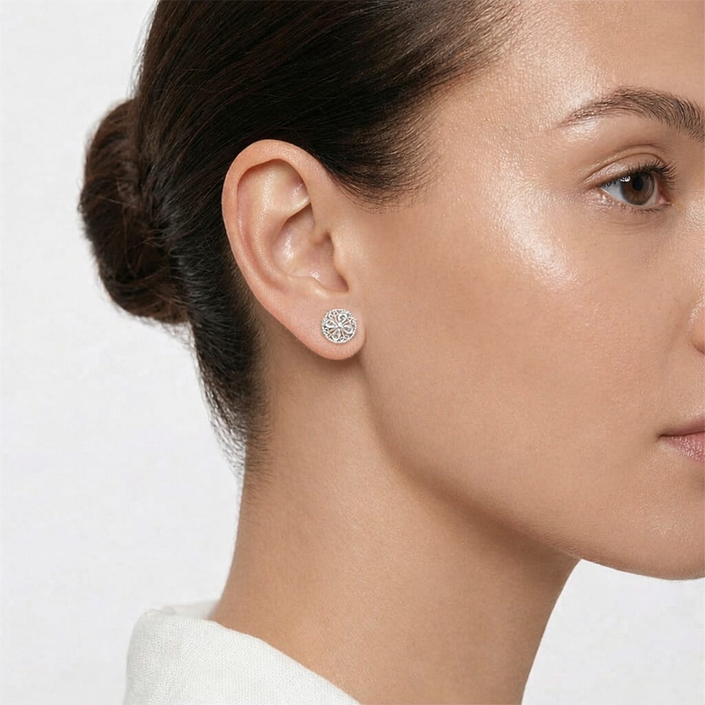 Royal Bali Collection - Sterling Silver Stud Earring with Push Back