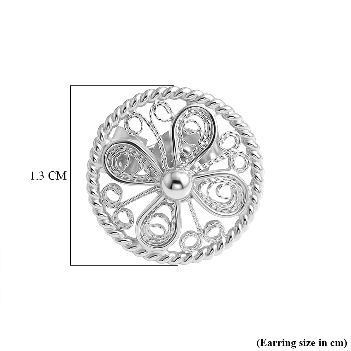 Royal Bali Collection - Sterling Silver Stud Earring with Push Back