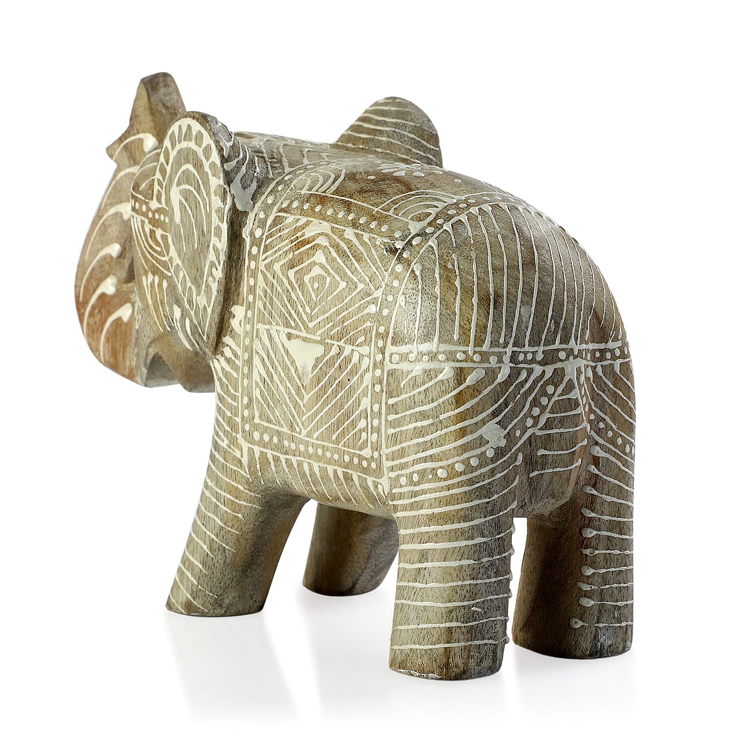 Handcrafted from Durable Mango Wood Painted Elephant Figurine (20 X 7 X 14Cm) - White