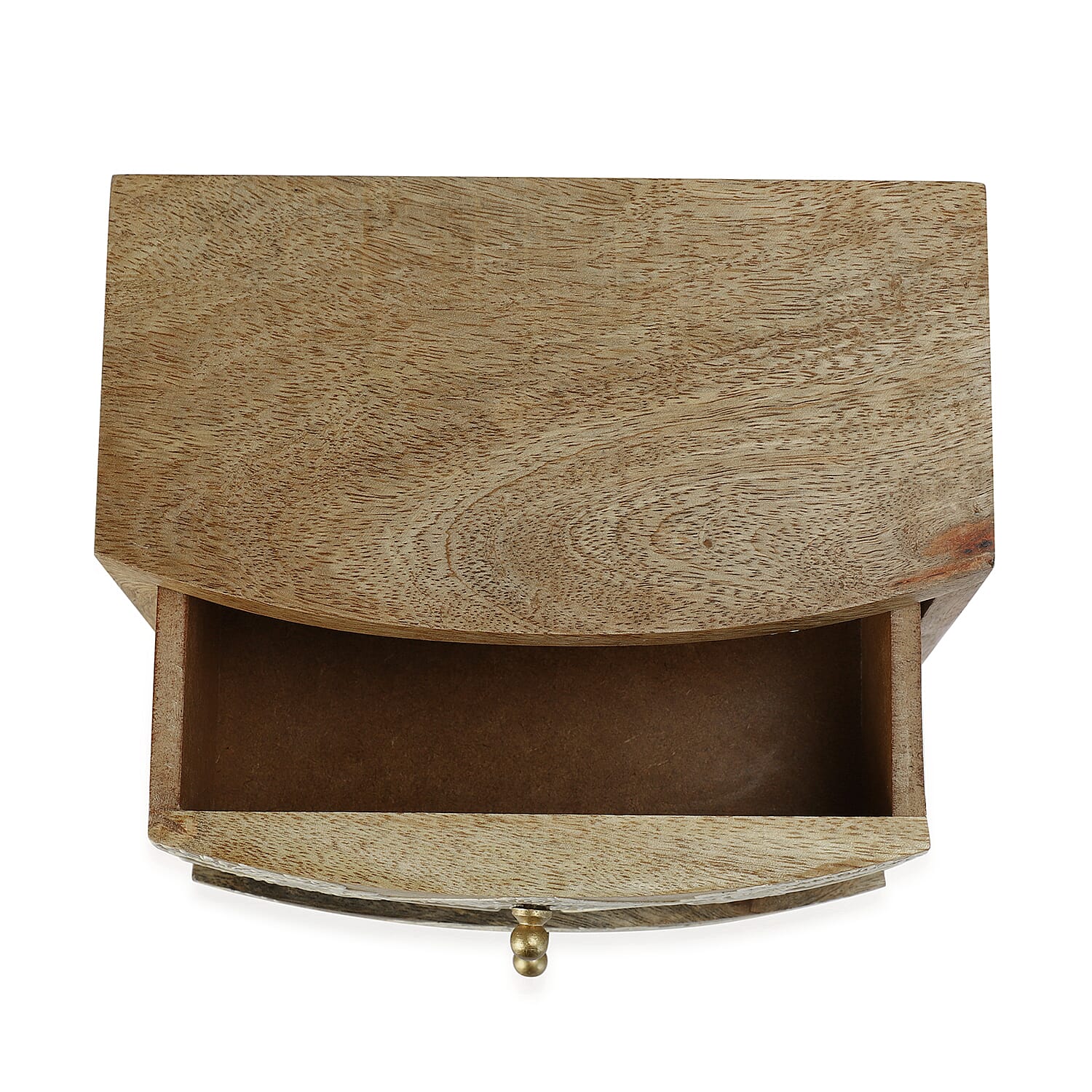 Handcrafted from Rich Mango Wood Painted Two Drawer Box (9.5 x 21 x 18cm) - Natural