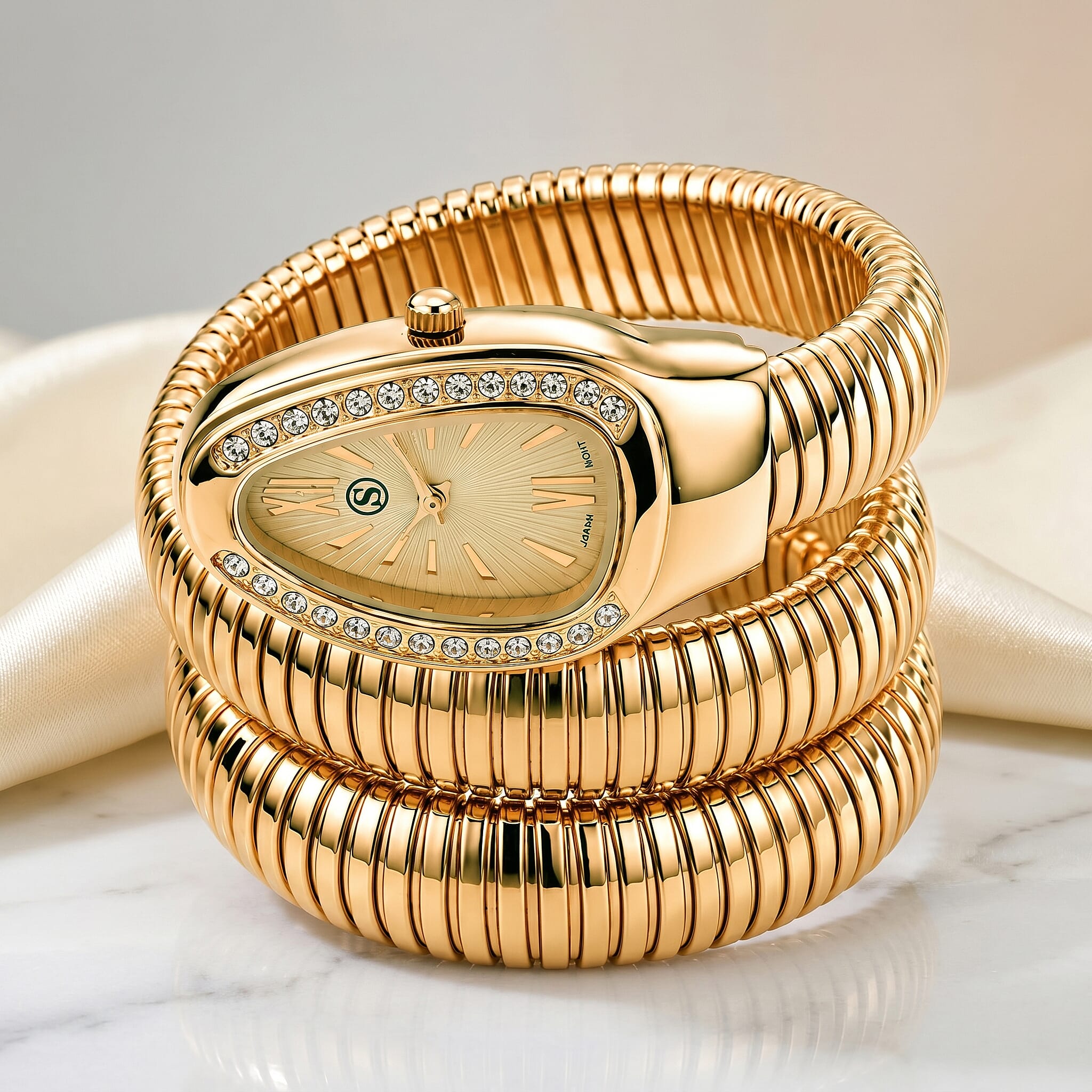 Strada White Crystal Ladies Watch  0.010  Ct.