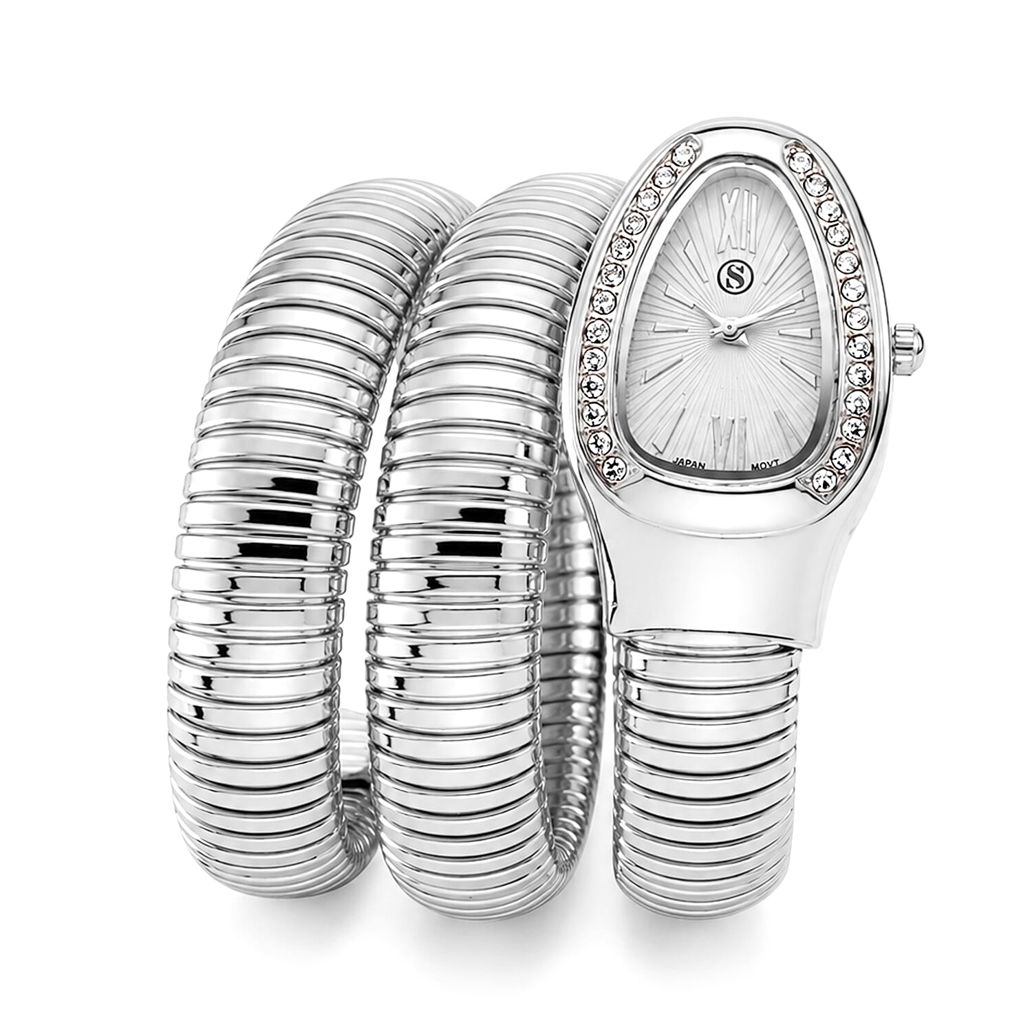 Strada White Crystal Ladies Watch  0.010  Ct.