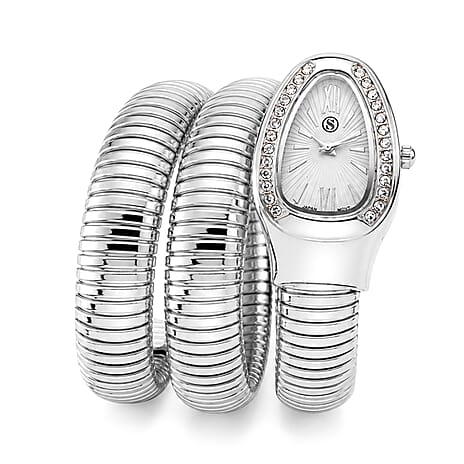 Strada White Crystal Ladies Watch  0.010  Ct.