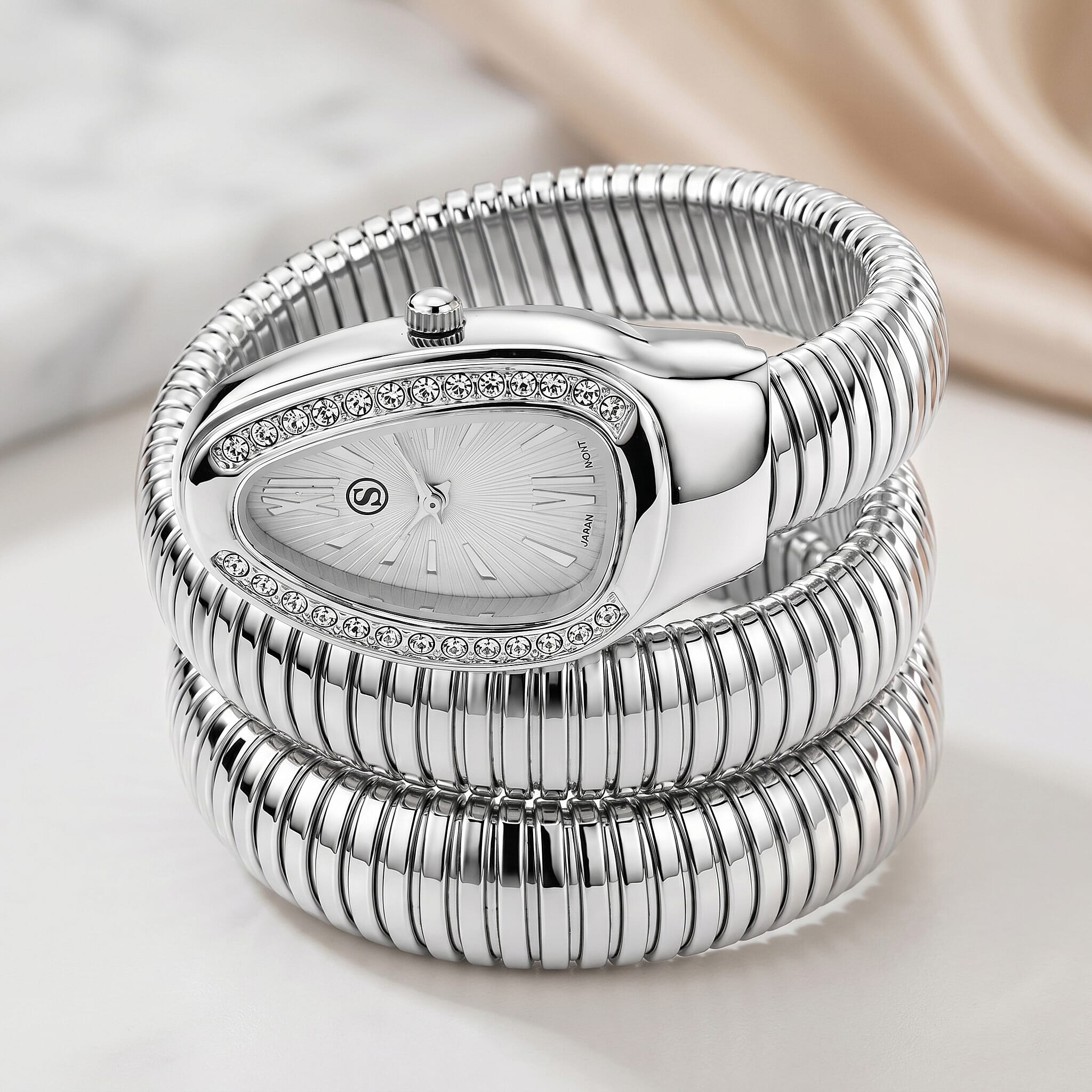 Strada White Crystal Ladies Watch  0.010  Ct.