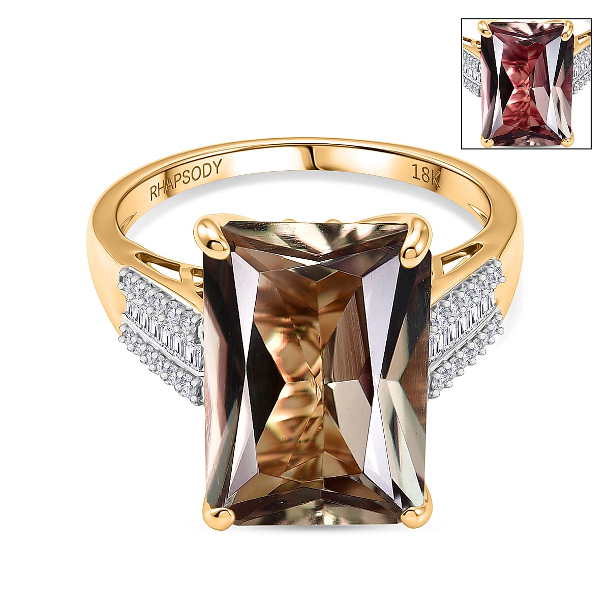 Rhapsody 18K Yellow Gold AAAA Natural Turkizite and Natural Diamond (VS-E-F) Solitaire Ring 10.01 Ct, Gold Wt. 5.10 Gms