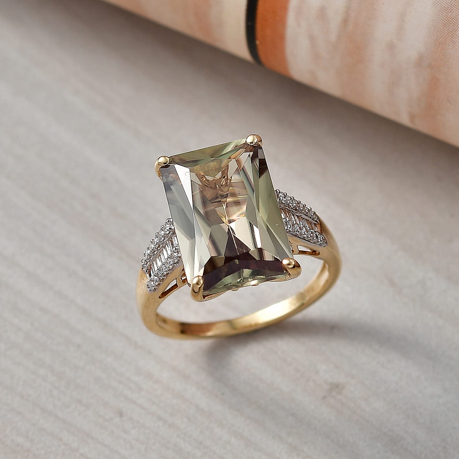 Rhapsody 18K Yellow Gold AAAA Natural Turkizite and Natural Diamond (VS-E-F) Solitaire Ring 10.01 Ct, Gold Wt. 5.10 Gms