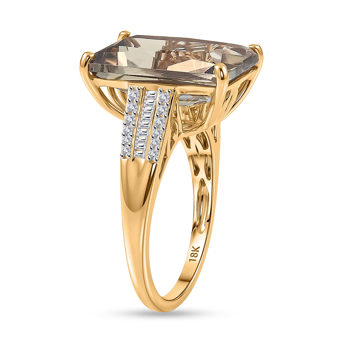 Rhapsody 18K Yellow Gold AAAA Natural Turkizite and Natural Diamond (VS-E-F) Solitaire Ring 10.01 Ct, Gold Wt. 5.10 Gms