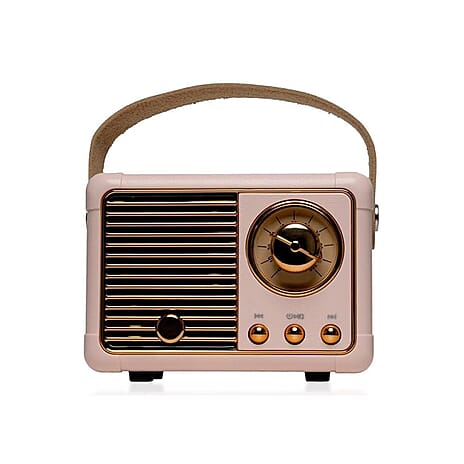 Denver BTP-203RO Mini Portable Retro Style Wireless Bluetooth Speaker (3W Power) - Pink