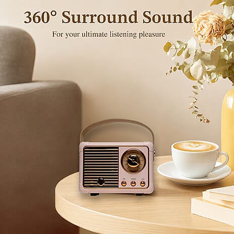Denver BTP-203RO Mini Portable Retro Style Wireless Bluetooth Speaker (3W Power) - Pink