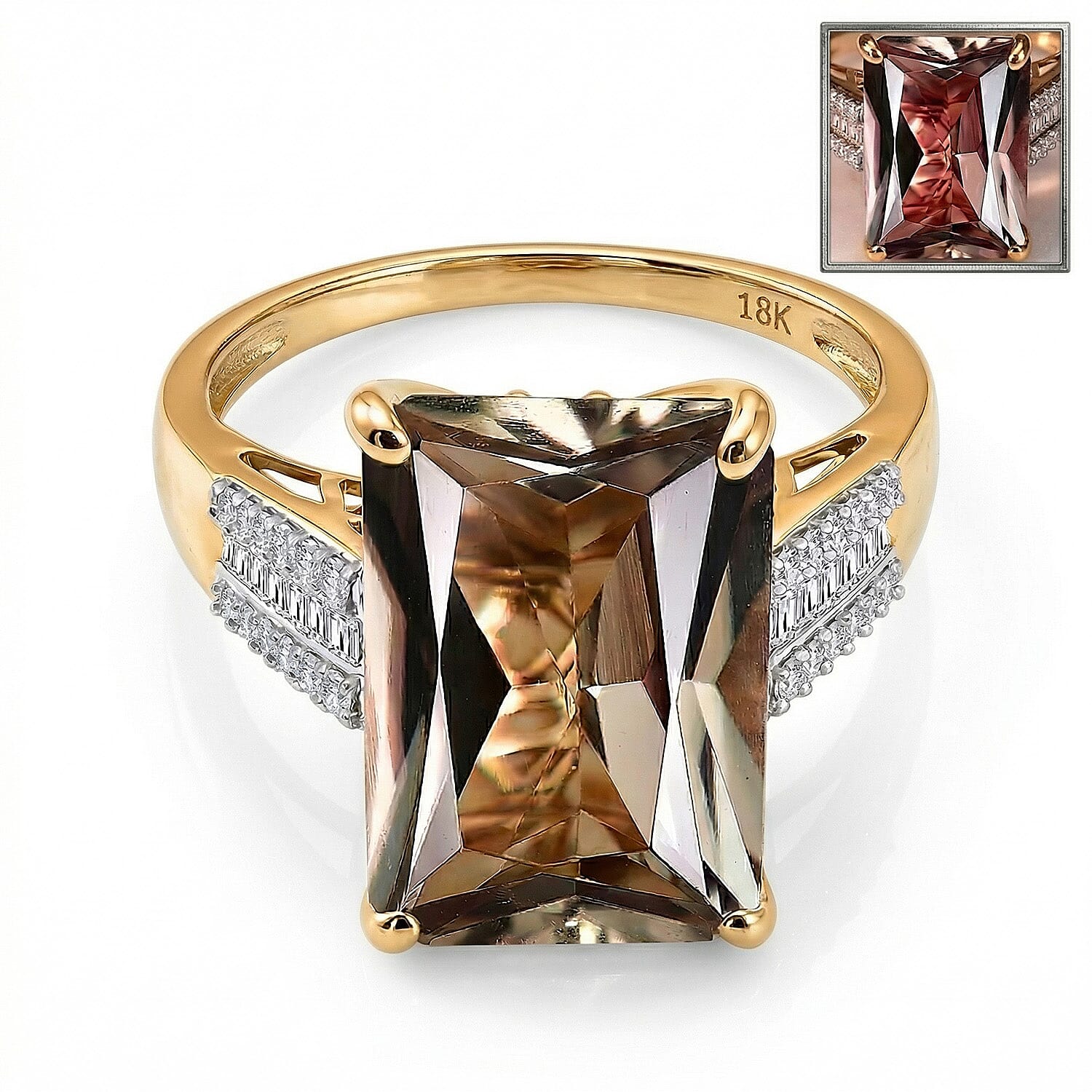 The Heirloom Collection - Rhapsody 18K Yellow Gold AAAA Natural Turkizite & VS-E-F Natural Diamond Ring 10.05 Ct