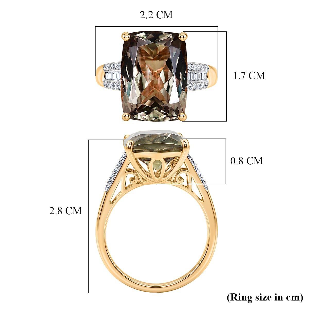 The Heirloom Collection - Rhapsody 18K Yellow Gold AAAA Natural Turkizite & VS-E-F Natural Diamond Ring 10.05 Ct
