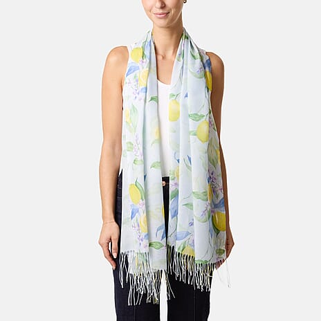 Misumi Lemon Print Scarf (Size 190 X 74 Cm) - Blue