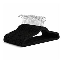 Pack of 50 Velvet Non-Slip Hangers - Black