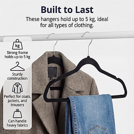 Pack of 50 Velvet Hangers - Black