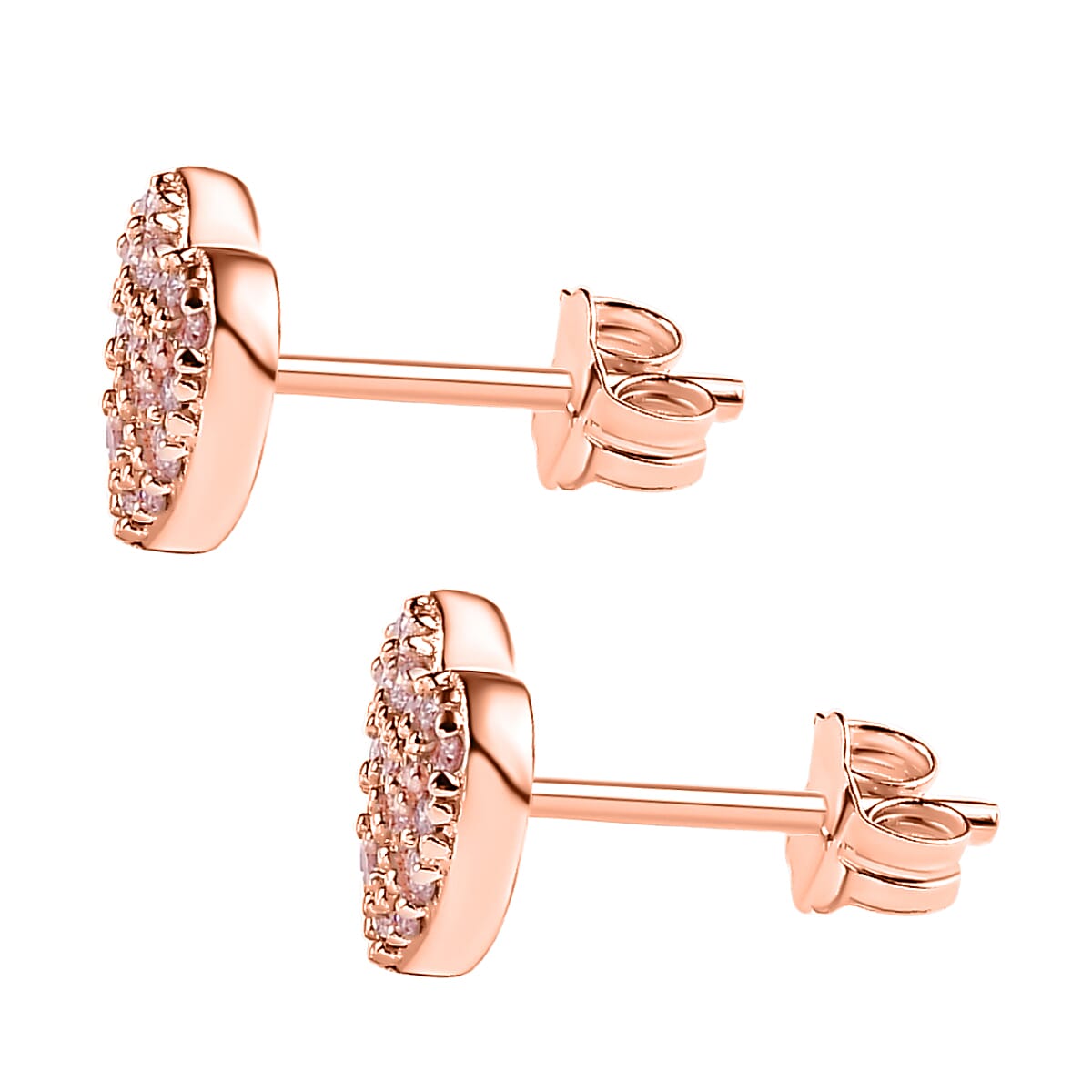 9K Rose Gold I3 Pink Diamond I3 Solitaire Stud Push Post Earring, Gold Wt.1.2 Gms  0.250  Ct.