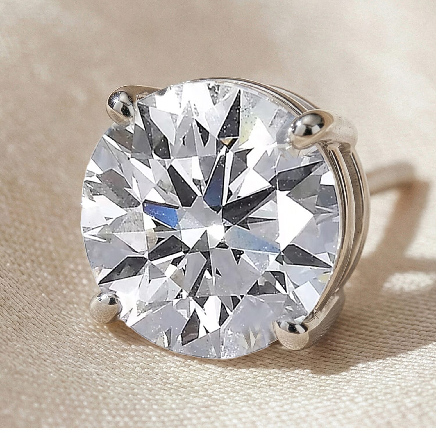 Luxuriant 14K White Gold VS Lab Grown Diamond Solitaire Earring  4.04 Ct,