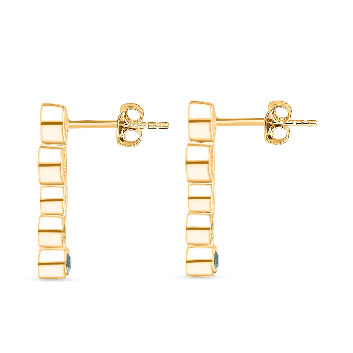 10K Yellow Gold VS Zambian Emerald, Lab Grown Diamond VS Earring, Gold Wt.2.6 Gms  1.150  Ct.