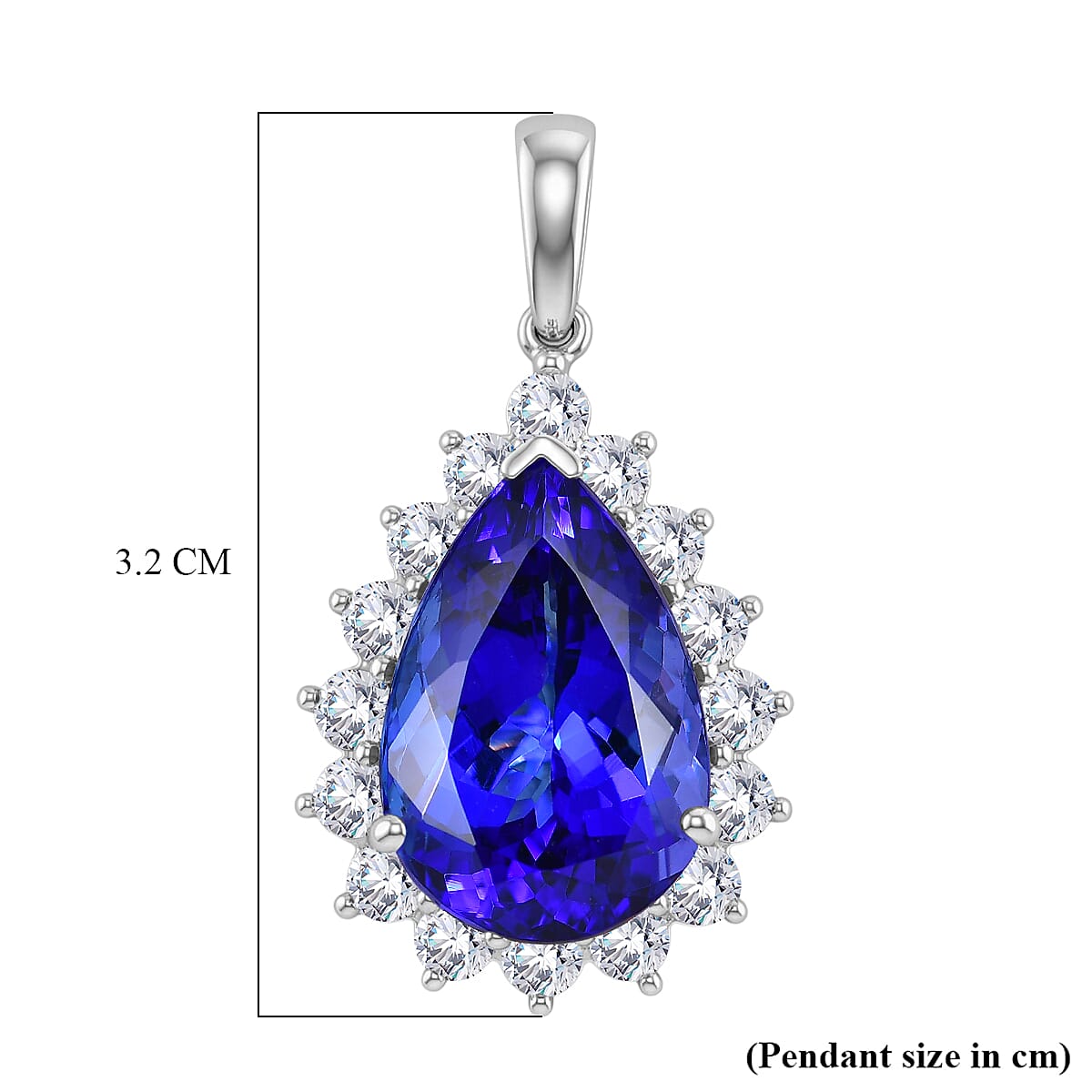Rhapsody 950 Platinum AAAA Tanzanite VS-E-F White Diamond Halo Pendant 11.58 Ct, Platinum Wt. 5.60 Gms