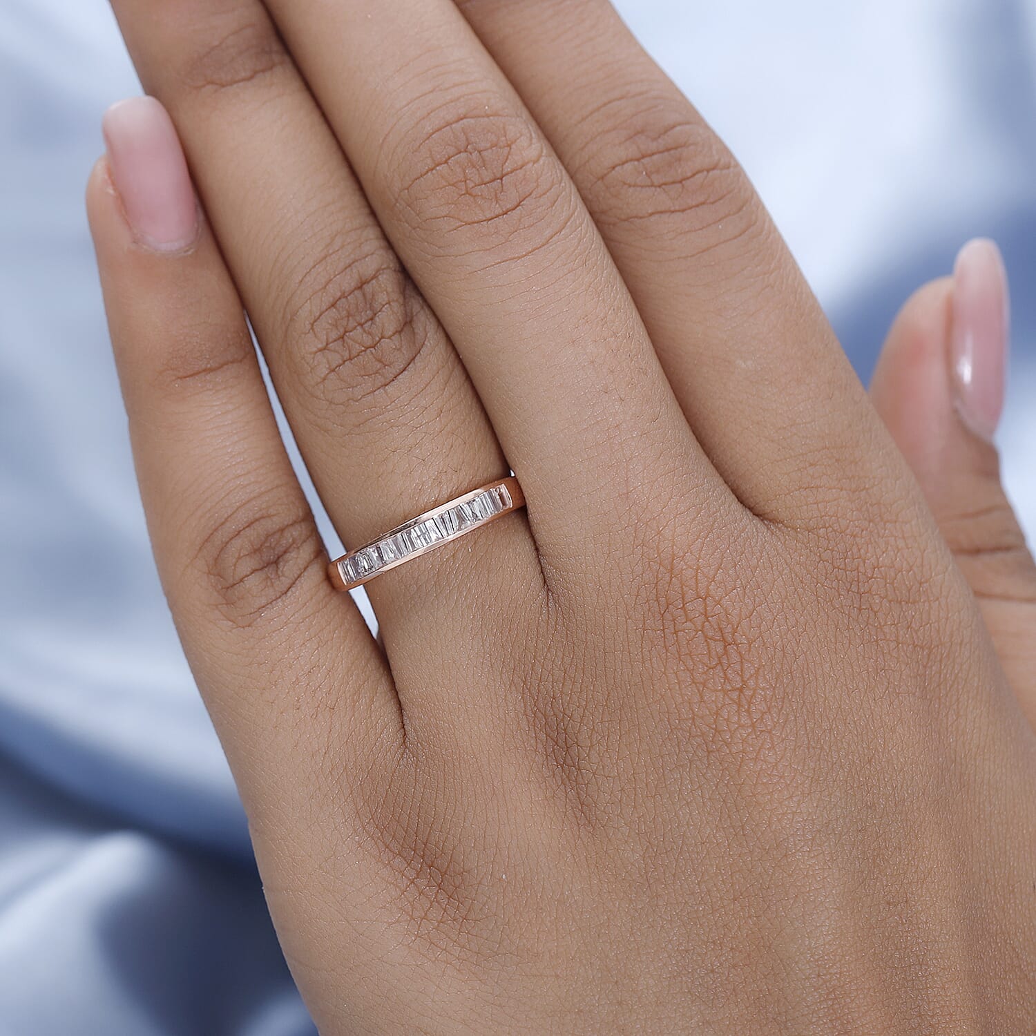 9K Rose Gold I3 Pink Diamond I3 Band Ring, Gold Wt.2 Gms  0.500  Ct.