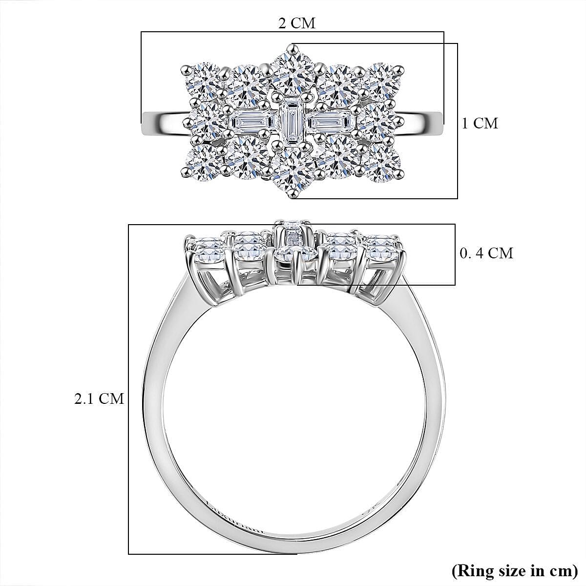 Luxuriant 950 Platinum VS-EF Lab Grown Diamond VS-EF Cluster Ring, Platinum Wt.4.4 Gms  1.000  Ct.