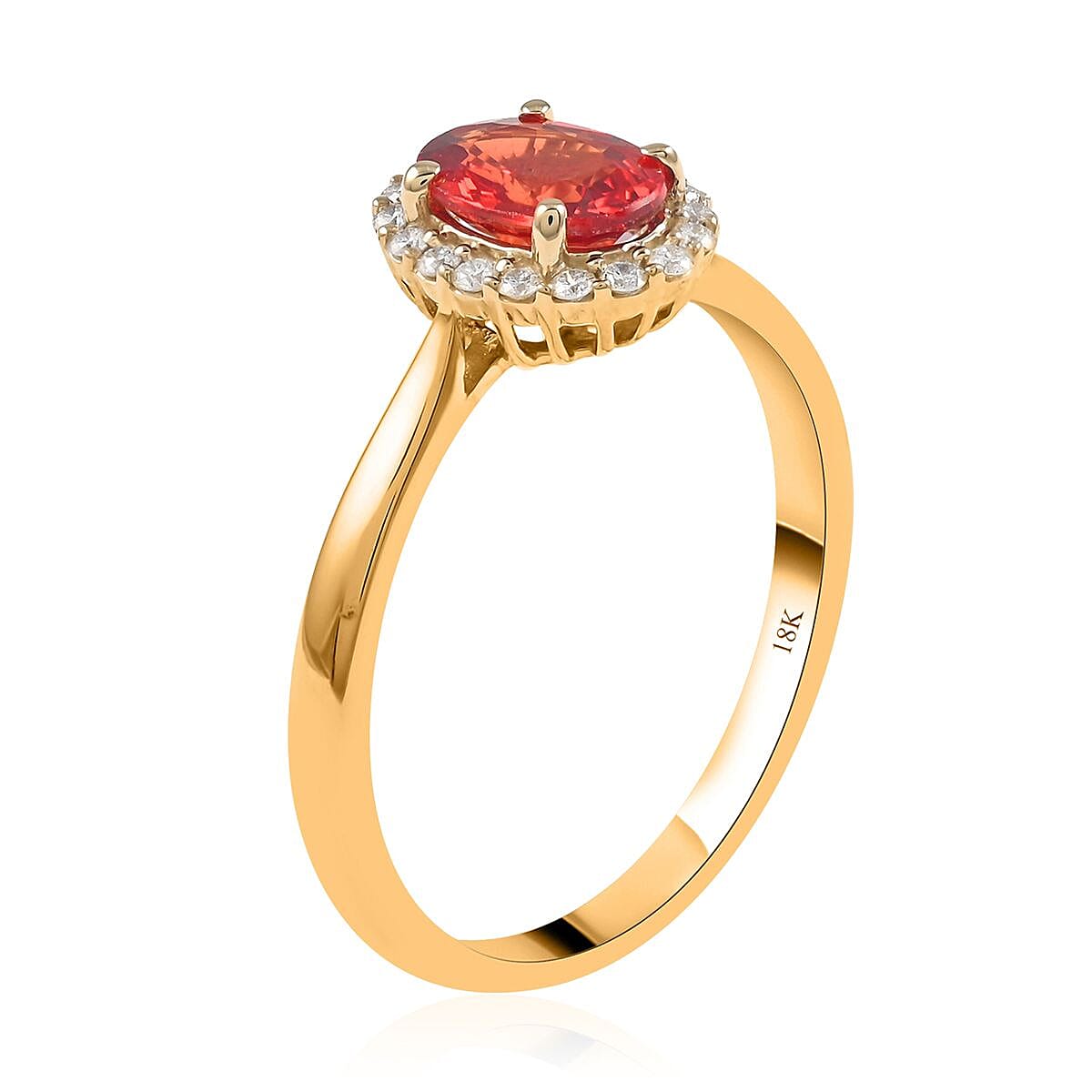 Iliana 18K Yellow Gold AAA Songea Sapphire, White Diamond SI Ring, Gold Wt.2.91 Gms  1.200  Ct.