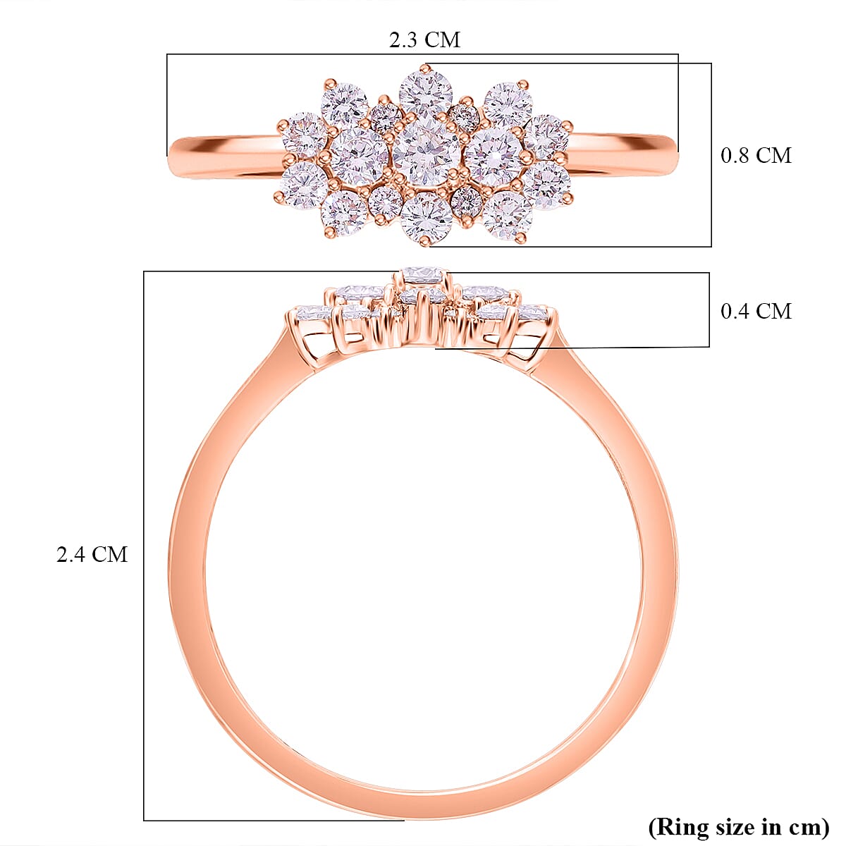 10K Rose Gold VS-SI Pink Diamond VS-SI Ring, Gold Wt.2 Gms  0.500  Ct.