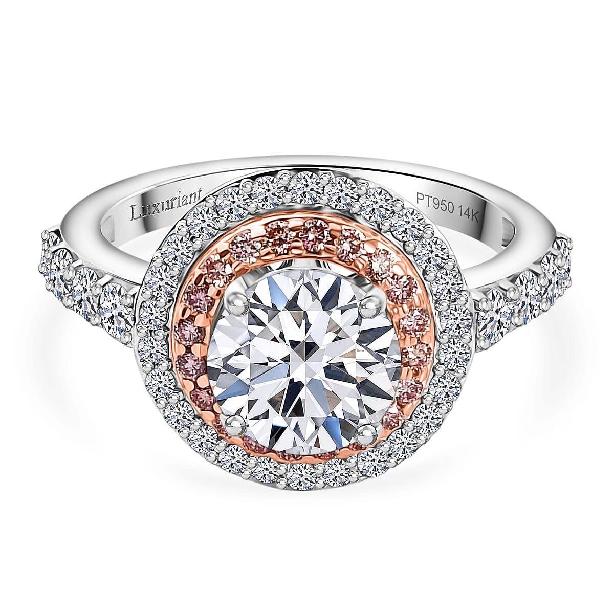 950 Platinum Lab Grown Pink Diamond VS - VS-EF Main Stone With Side Stone Ring Platinum Mix Metal Wt.7 Gms  3.000  Ct.