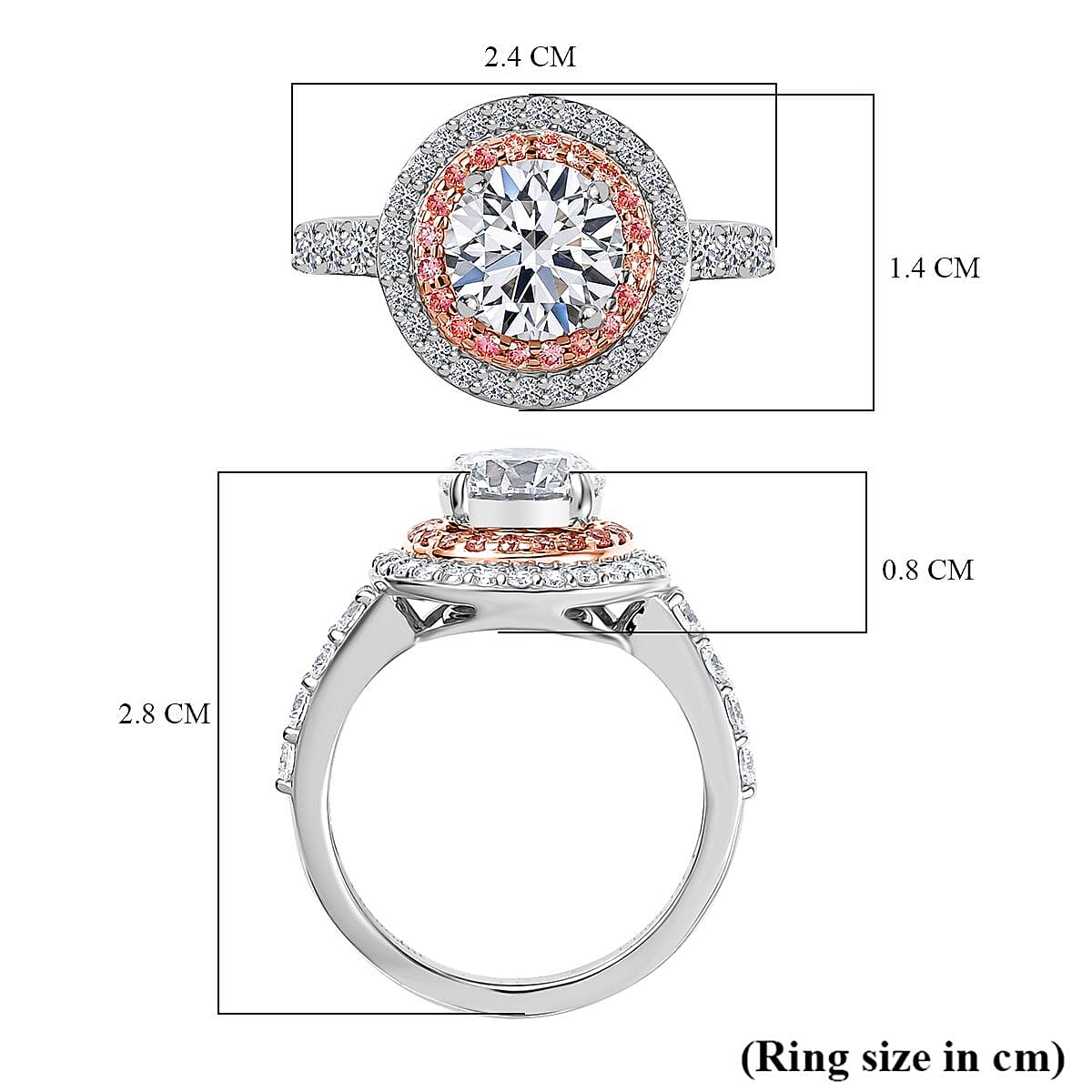950 Platinum Lab Grown Pink Diamond VS - VS-EF Main Stone With Side Stone Ring Platinum Mix Metal Wt.7 Gms  3.000  Ct.