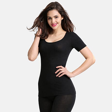 Palms Ladies Short Sleeve Lightweight Top (Size 14) - Black