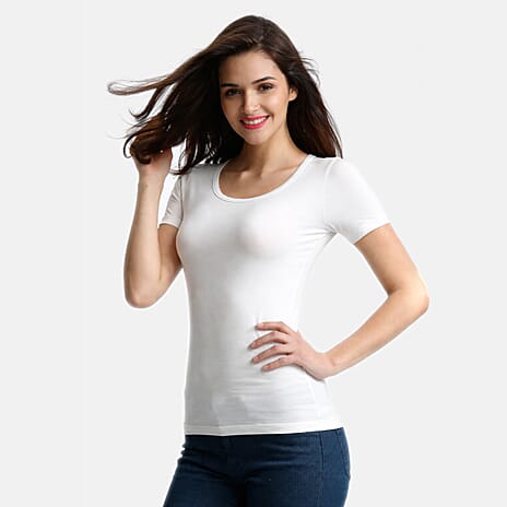 Palms Ladies Short Sleeve Lightweight Top (Size 12) - Ivory