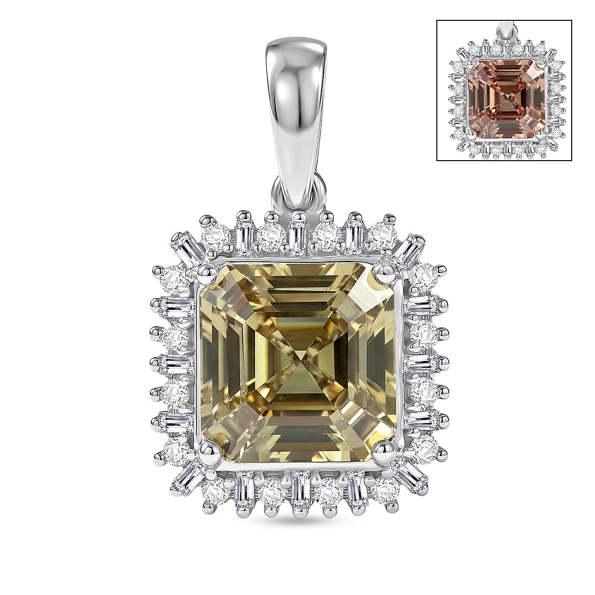 Rhapsody - 950 Platinum AAAA Turkizite & VS-E-F White EARTH MINED Diamond Halo Pendant 4.74 Ct, Platinum Wt. 3.94 Gms