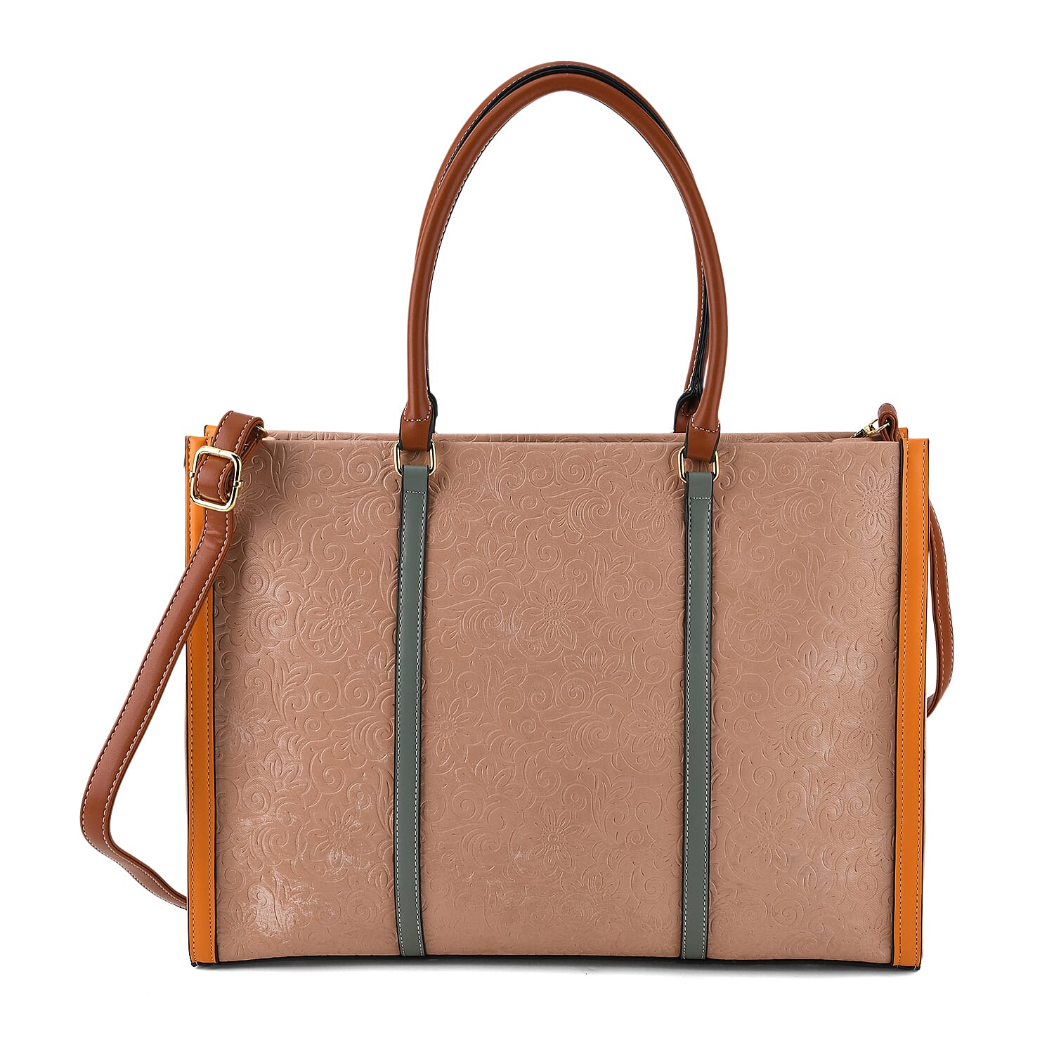 Structured Colour Block Tote Bag with Shoulder Strap - Pink