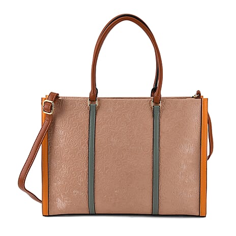 Structured Colour Block Tote Bag with Shoulder Strap - Pink