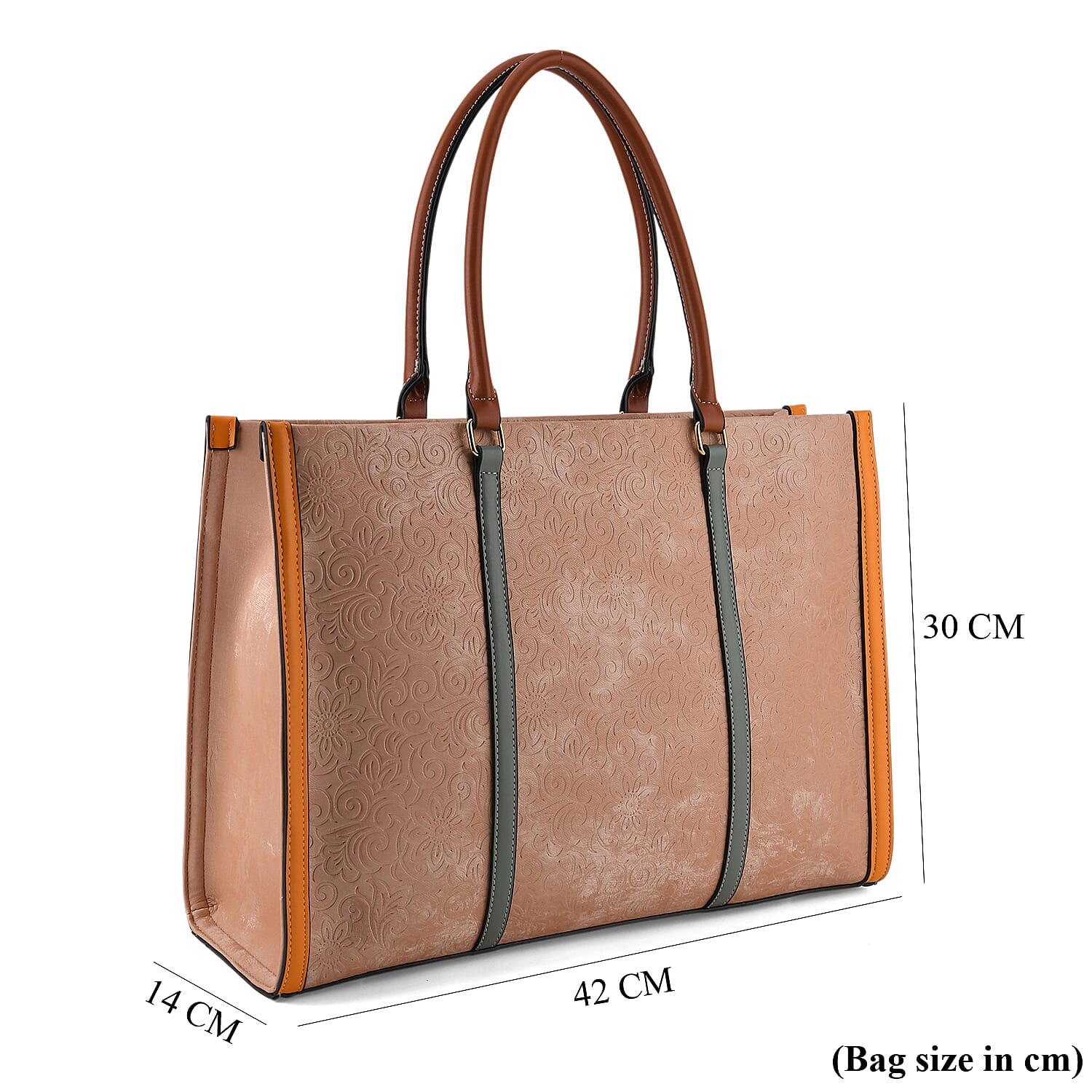 Structured Colour Block Tote Bag with Shoulder Strap - Pink