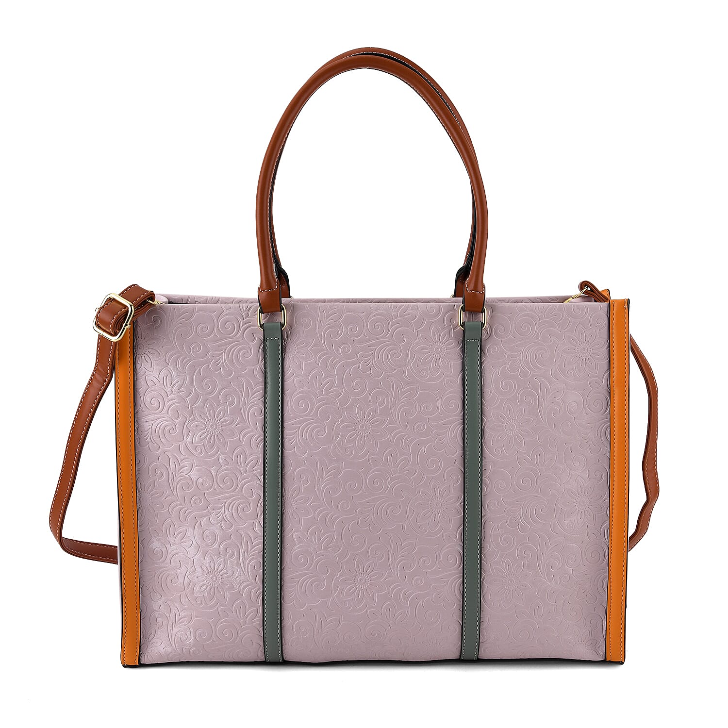 PU Patterned Tote Bag (Size 42x14x30 cm) - Light Purple