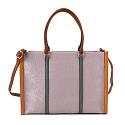 PU Patterned Tote Bag (Size 42x14x30 cm) - Khaki