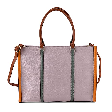 PU Patterned Tote Bag (Size 42x14x30 cm) - Light Purple