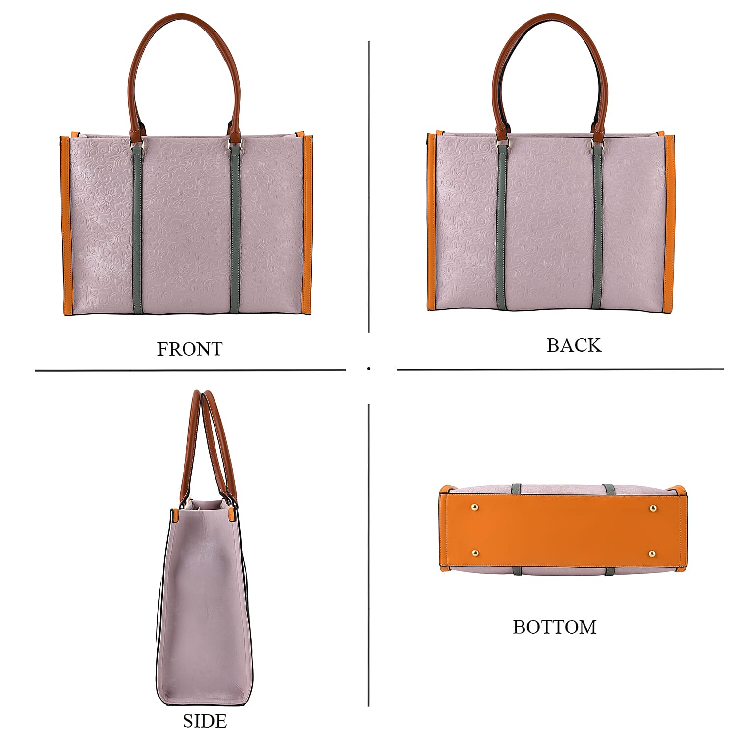 PU Patterned Tote Bag (Size 42x14x30 cm) - Light Purple