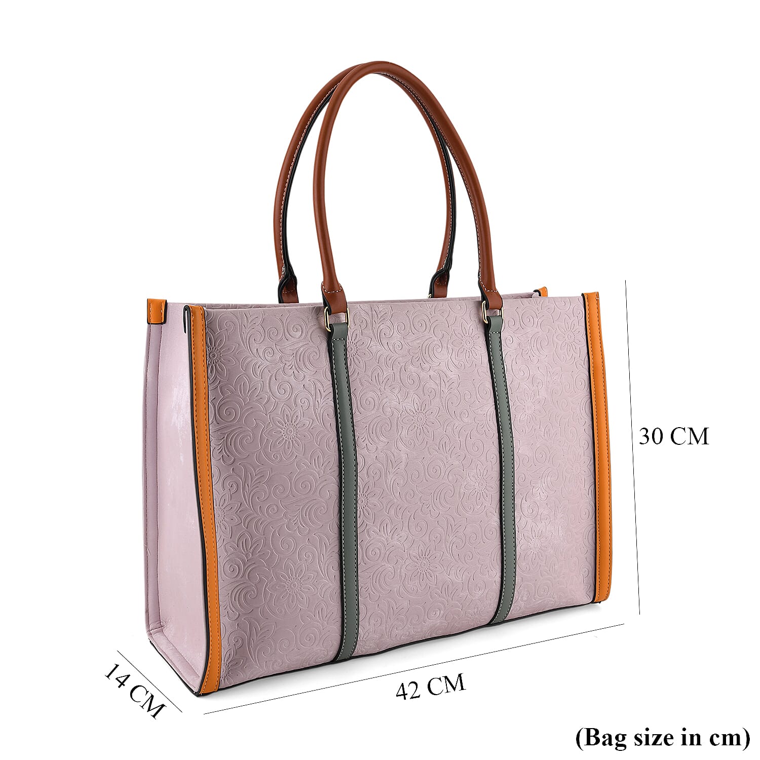 PU Patterned Tote Bag (Size 42x14x30 cm) - Light Purple