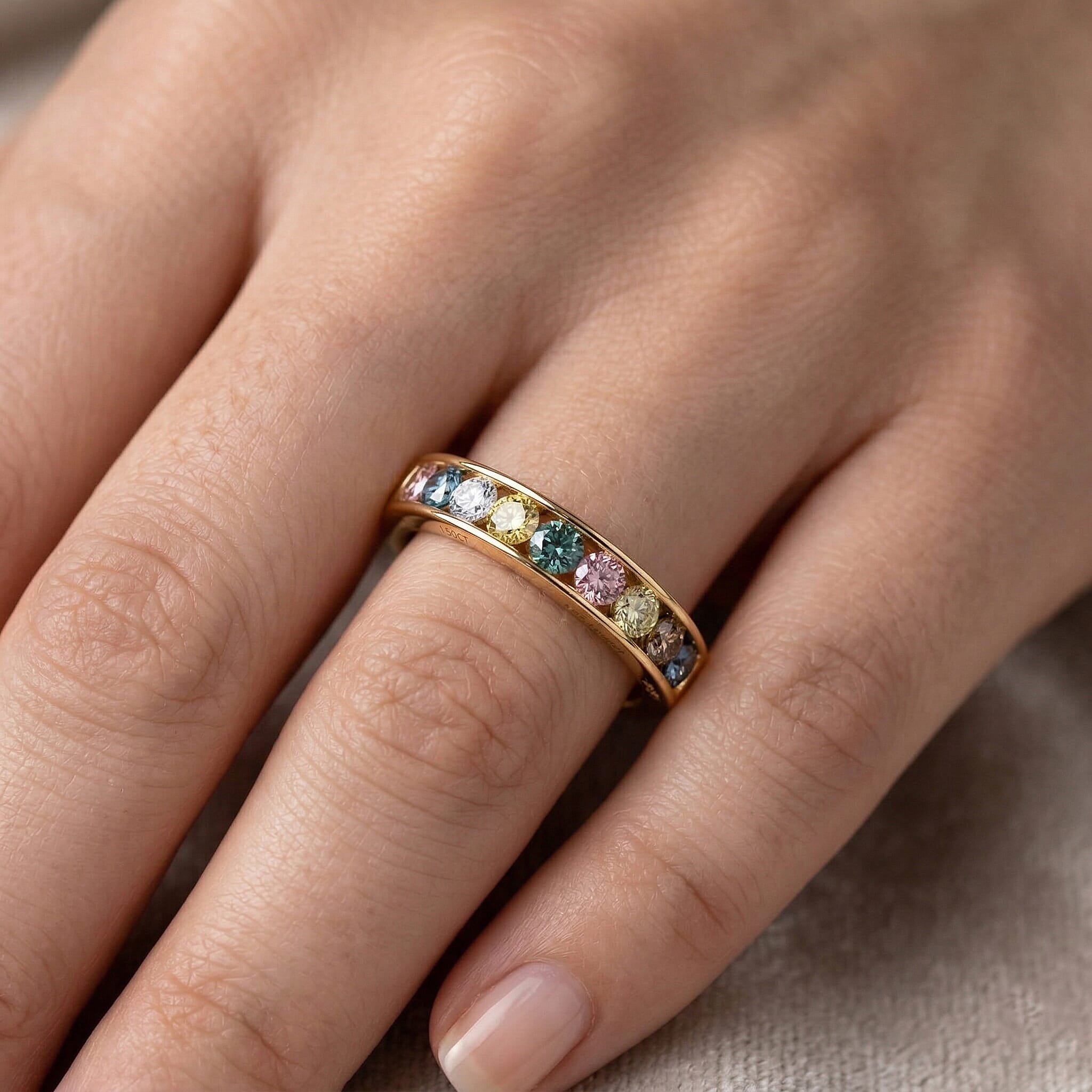 20TH Birthday Monster Deal - Luxuriant - Multi Colour Lab Grown Diamond (SI) Band Ring in 18K Gold Vermeil Sterling Silver 1.50 Ct.