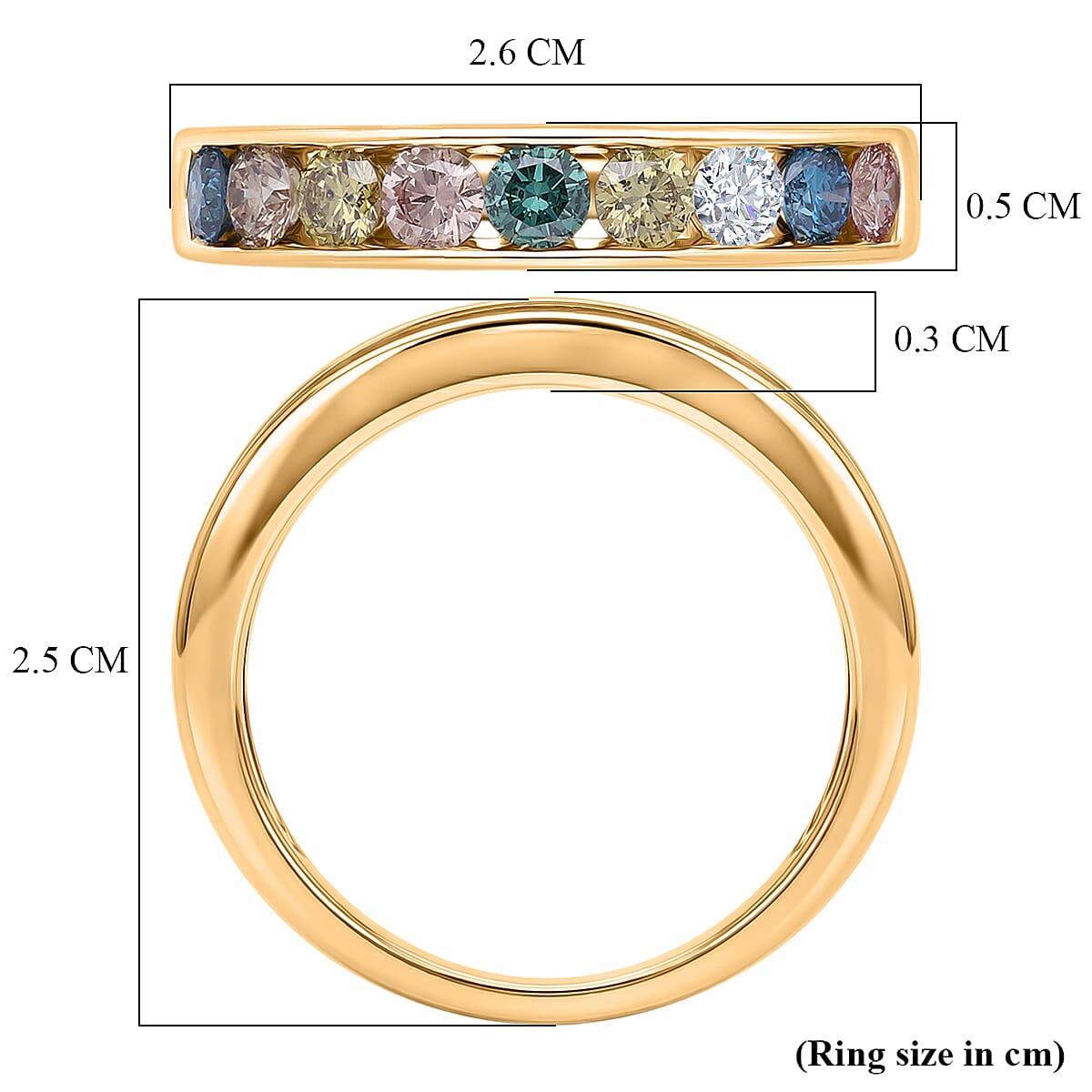 20TH Birthday Monster Deal - Luxuriant - Multi Colour Lab Grown Diamond (SI) Band Ring in 18K Gold Vermeil Sterling Silver 1.50 Ct.
